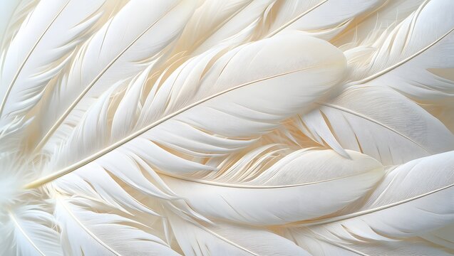 Soft white feathers with delicate details and a gentle texture