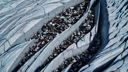 Drone captures stunning aerial views of a vast glacier in a pristine landscape during midday - Powered by Adobe