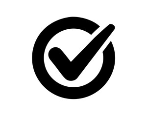 Bold checkmark inside circle silhouette design for approval or validation © Kawsar Rushan