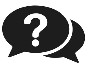 Simple silhouette design of a question mark inside speech bubbles concept