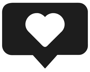 Black heart like button silhouette design representing social media engagement