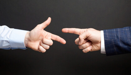 Two Businessmen Pointing at Each Other