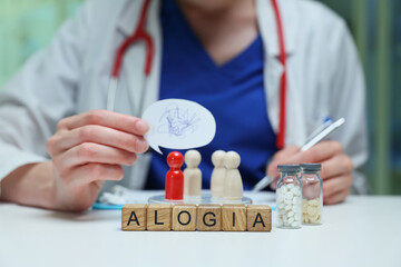 This is a detailed visual representation of alogia, showcasing a healthcare provider alongside...