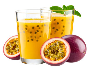 Fresh passion fruit juice vibrant scene