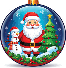 santa claus and snowman globe