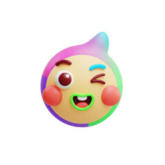 Fototapeta premium Playful winking cartoon character design with vibrant gradients and glossy finish