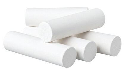 White chalks isolated on transparent background.