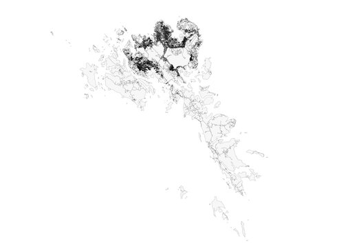 A monochrome vector map of Batam, highlighting highways