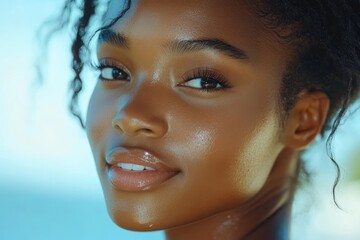 skin care routine concept, close-up view of a young woman applying lotion cream to her shoulder, moisturizing her skin for hydration and softness, Generative AI