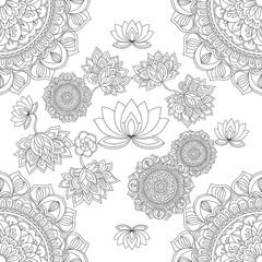Fototapeta premium Intricate mandala and lotus flower designs isolated on transparent background