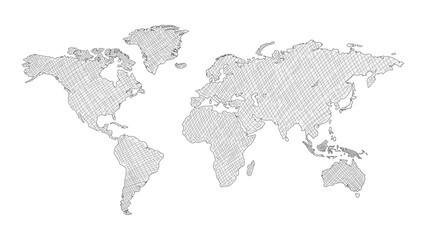 Hand-drawn world map illustration.