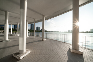corridor in open space with sunlight