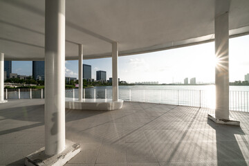 corridor in open space with sunlight