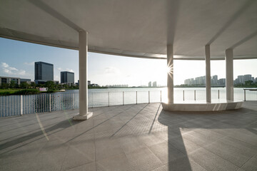 corridor in open space with sunlight