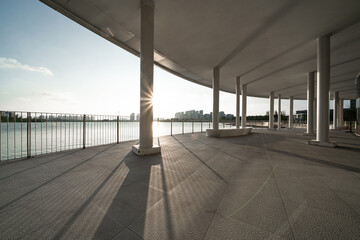 corridor in open space with sunlight