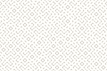 Modern seamless vector pattern with geometric maze-inspired lines, neutral beige over white. Ideal for contemporary textiles, wallpapers, packaging, backgrounds in digital banners or print projects.
