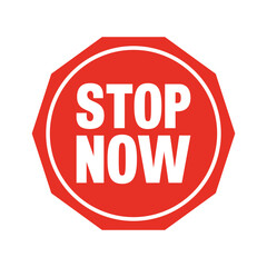 Stop Now Red Octagon Sign – Warning Label Icon for Alerts, Notifications, and Caution Messages