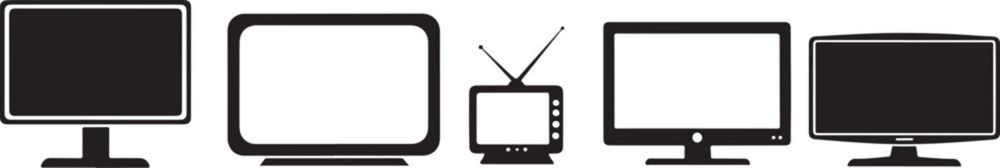 Obraz premium Diverse display screens and television sets monitor vintage
