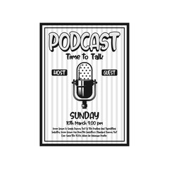 Podcast posters time to talk vector design black and white