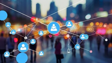 Networked people in urban setting - Powered by Adobe
