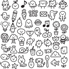 mascots animals food objects characters cute smiling