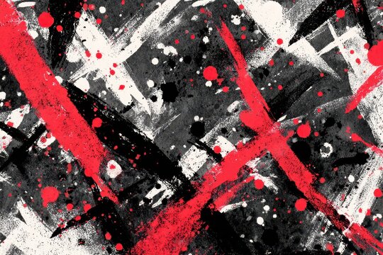 Ink grunge art with red and black splashes for creative design