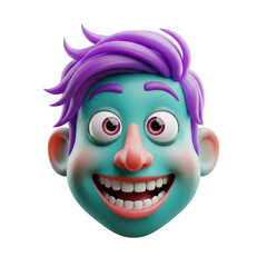 Obraz premium Cheerful Cartoon Character: A Vibrant 3D Rendering Against a Black Backdrop