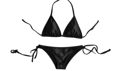 Black bikini isolated on transparent background. Png