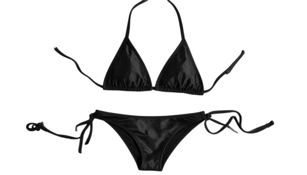 Black bikini isolated on transparent background. Png