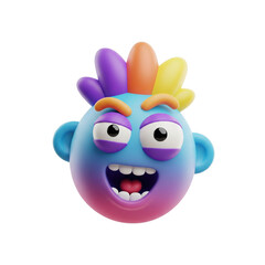 Whimsical 3D Character with Playful Expression against a Dark Backdrop