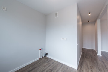 Modern Minimalistic Interior with White Walls and Wooden Flooring