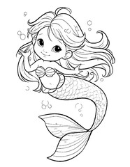 Obraz premium cute mermaid coloring pages