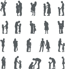 Silhouettes of loving parents and children, family bonding moments, parent-child interaction, nurturing care, emotional connection, togetherness, support, affection, parenting,