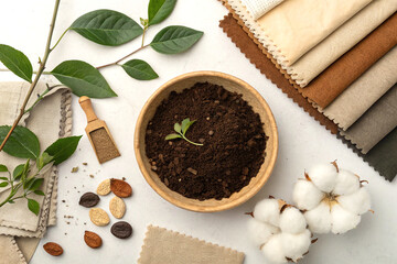 Flat Lay Compost and Organic Fabric Swatches