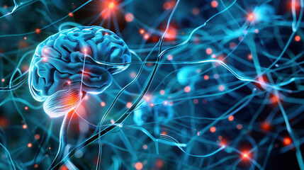 Human brain with highlighted neuron activity symbolizing epilepsy