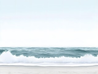 Fototapeta premium Serene Ocean Waves Crashing on Sandy Beach Minimalist Seascape