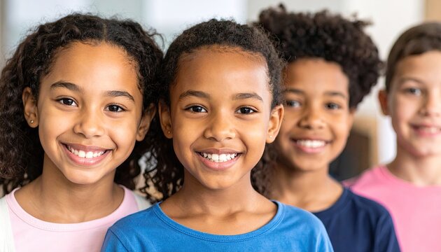 Four children smiling