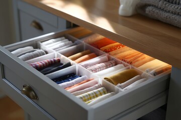 Organized Storage Drawer With Neatly Arranged Dividers for Easy Access