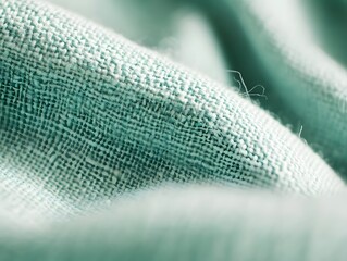 Closeup Teal Fabric Texture Linen Textile Background