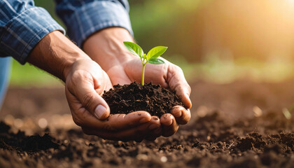 Nurturing Hands Holding Young Plant