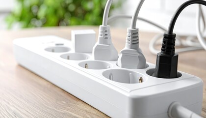 Extension cord plugged into wall outlet