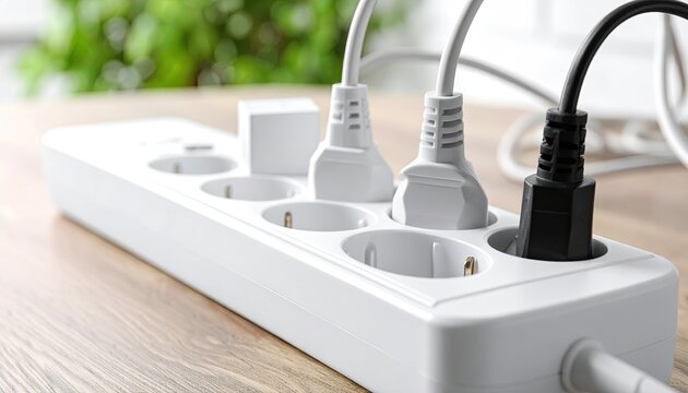 Extension cord plugged into wall outlet