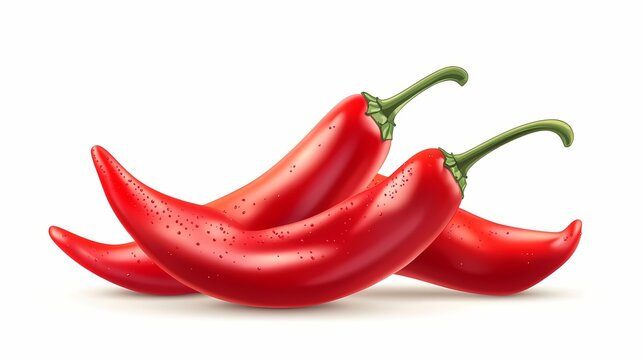 Two vibrant red chili peppers, glistening with water droplets. - Powered by Adobe