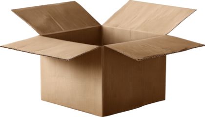 Empty cardboard box shows potential, ready for filling and new journey