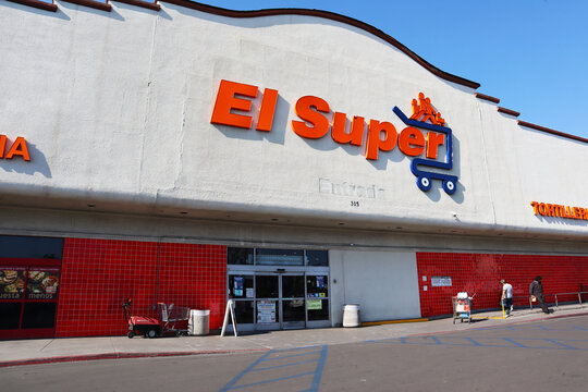 San Fernando, California &ndash; February 10, 2025: El Super Market, groceries, fresh products, daily pastries, and meats