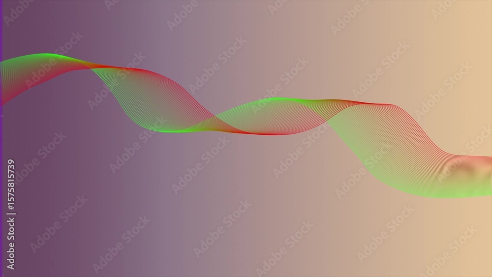 Poster abstract wave design with green and red lines on a gradient background creates a sense of movement a
