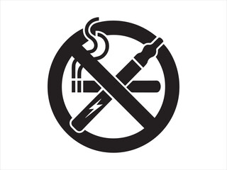 No smoking and no vaping symbol combining cigarette and electronic cigarette icons