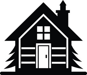 cabin icon black silhouette vector illustration on transparent background