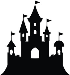Obraz premium castle icon black silhouette vector illustration on transparent background