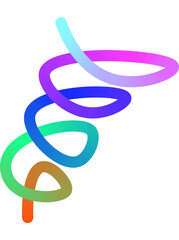 png transparent Vibrant Gradient Spiral Colorful Abstract Spring or DNA Icon Fluid Rainbow Curve with Smooth Blended Hues. Modern Graphic Element for Tech, Science, Education & Dynamic Design.